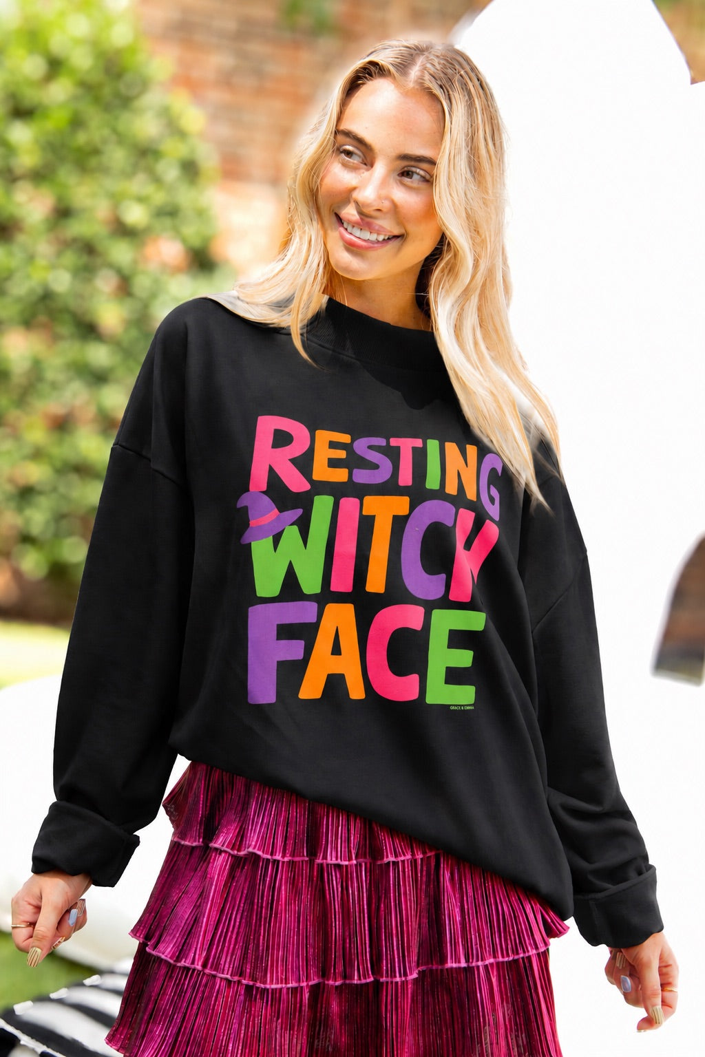 Resting Witch Face on Mock Neck, Black