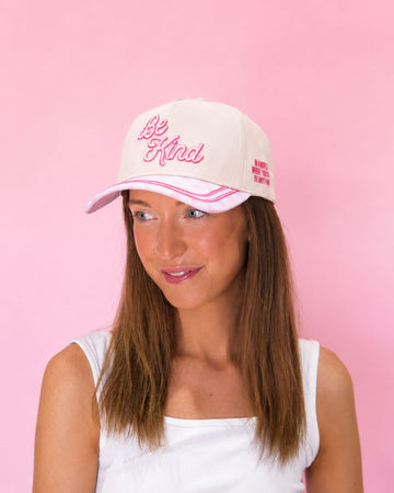 "Be Kind" on Tan Cap With Puff Embroidery