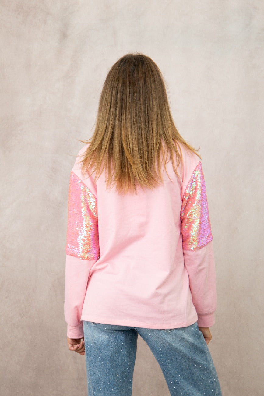 Candy Skull on Long-Sleeve Top, Pink