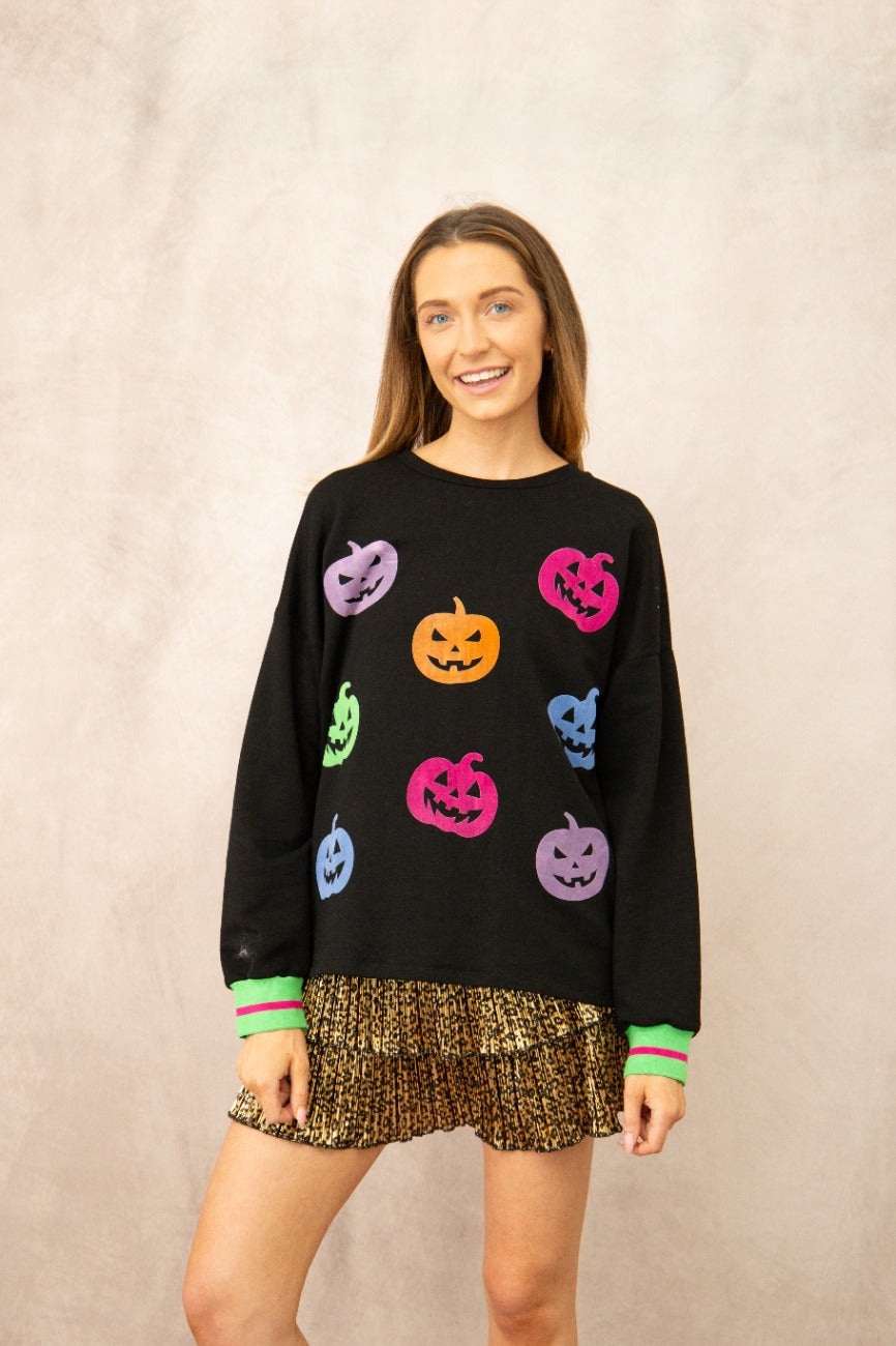 Velvet Pumpkins Halloween Top
