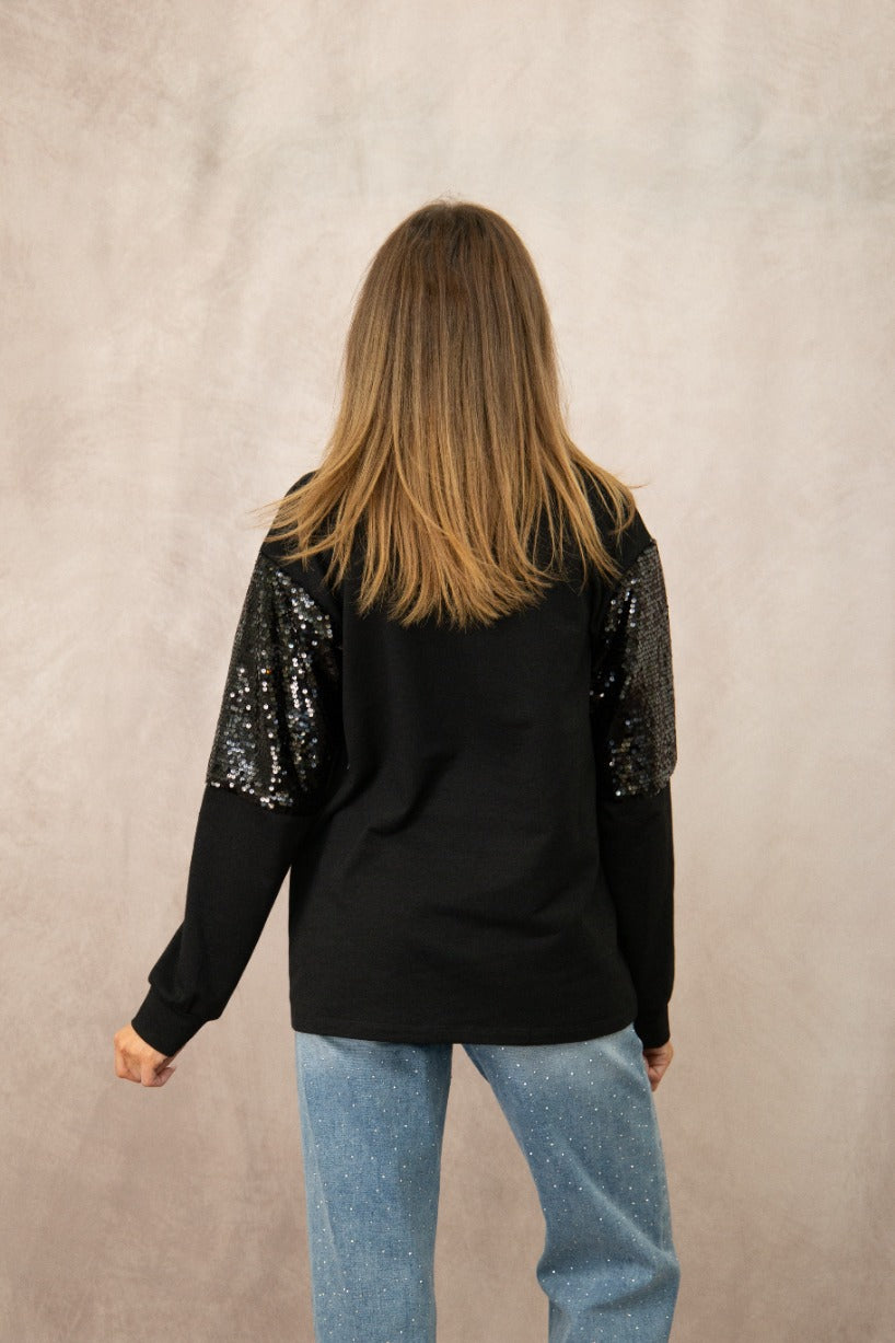 Pick Your Poison on Sequins Sweatshirt, Black