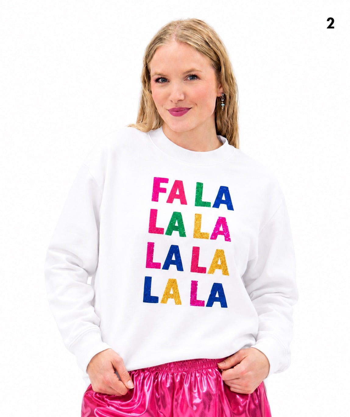 Fa La La on White Longsleeve Top