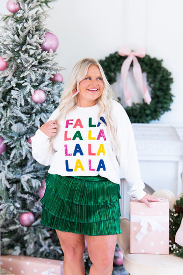 Fa La La on White Longsleeve Top