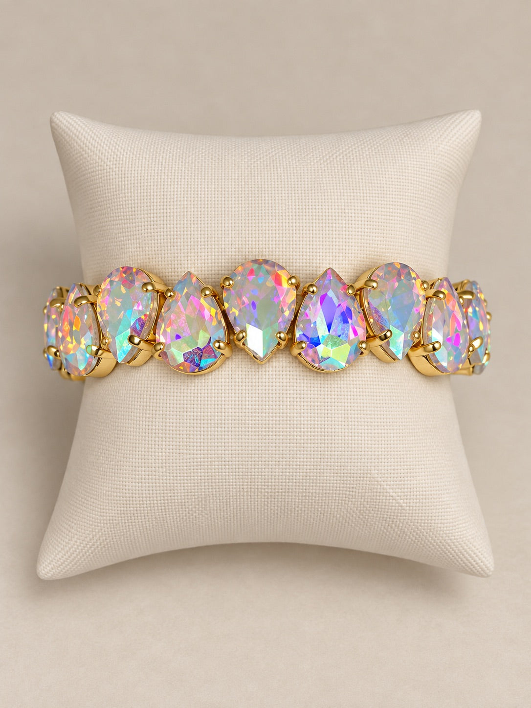 Stretch Bracelet with Teardrop Stones, AB