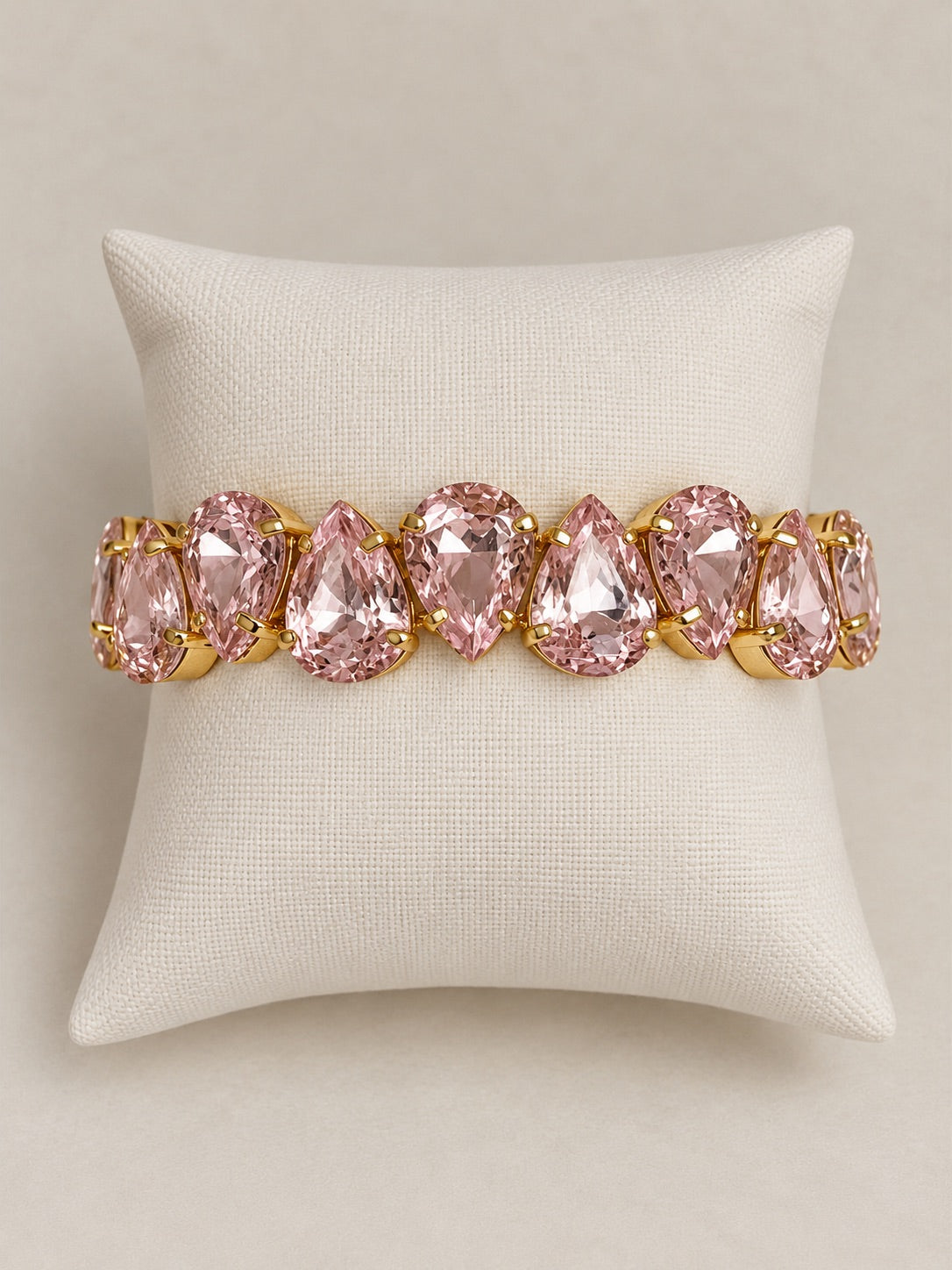 Stretch Bracelet with Teardrop Stones, Pink