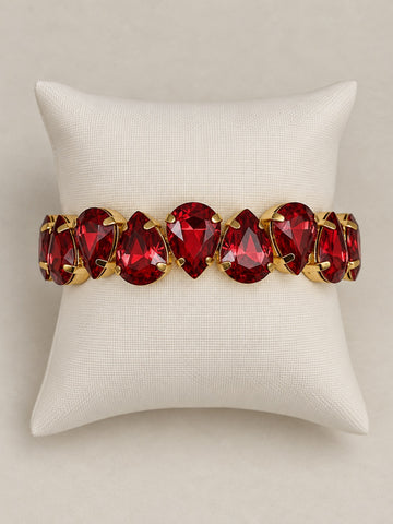 Stretch Bracelet with Teardrop Stones, Red