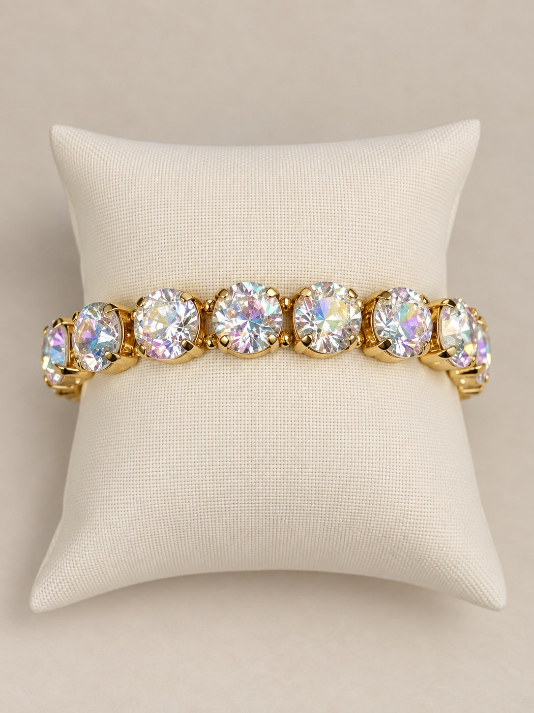 Stretch Bracelet with Round Stones, AB