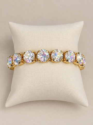 Stretch Bracelet with Round Stones, AB