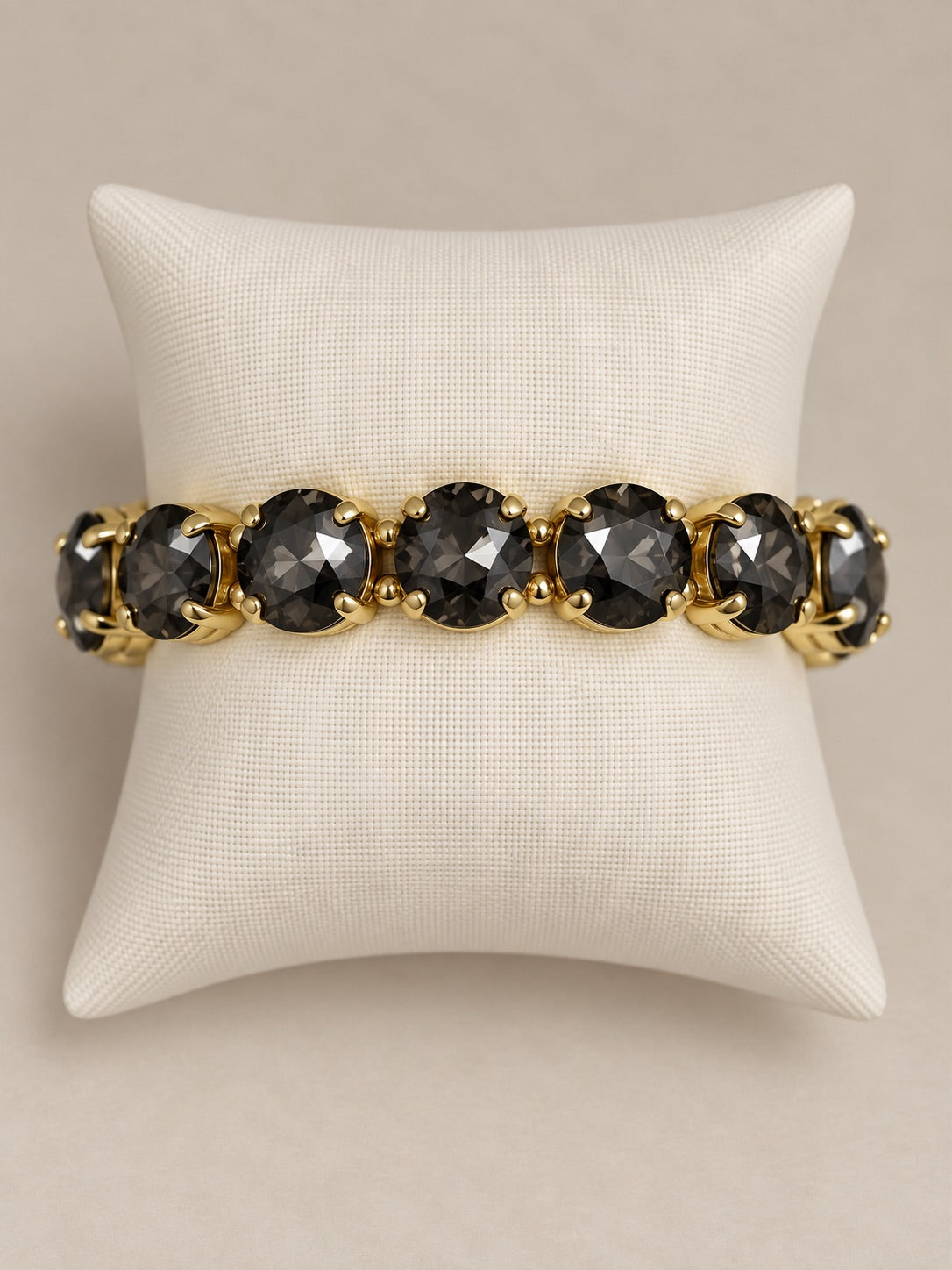 Stretch Bracelet with Oval Stones, Black