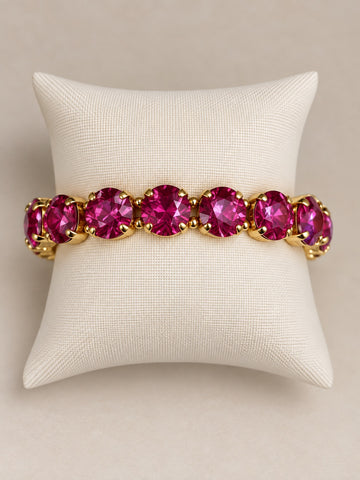 Stretch Bracelet with Oval Stones, Hot Pink
