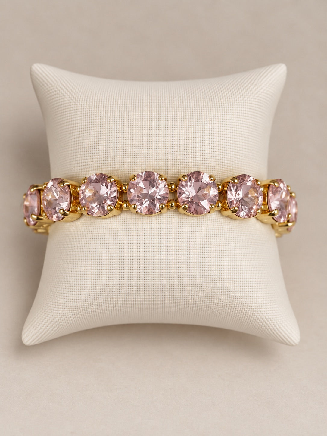 Gemmies Stretch Bracelet with Round Stones, Light Pink
