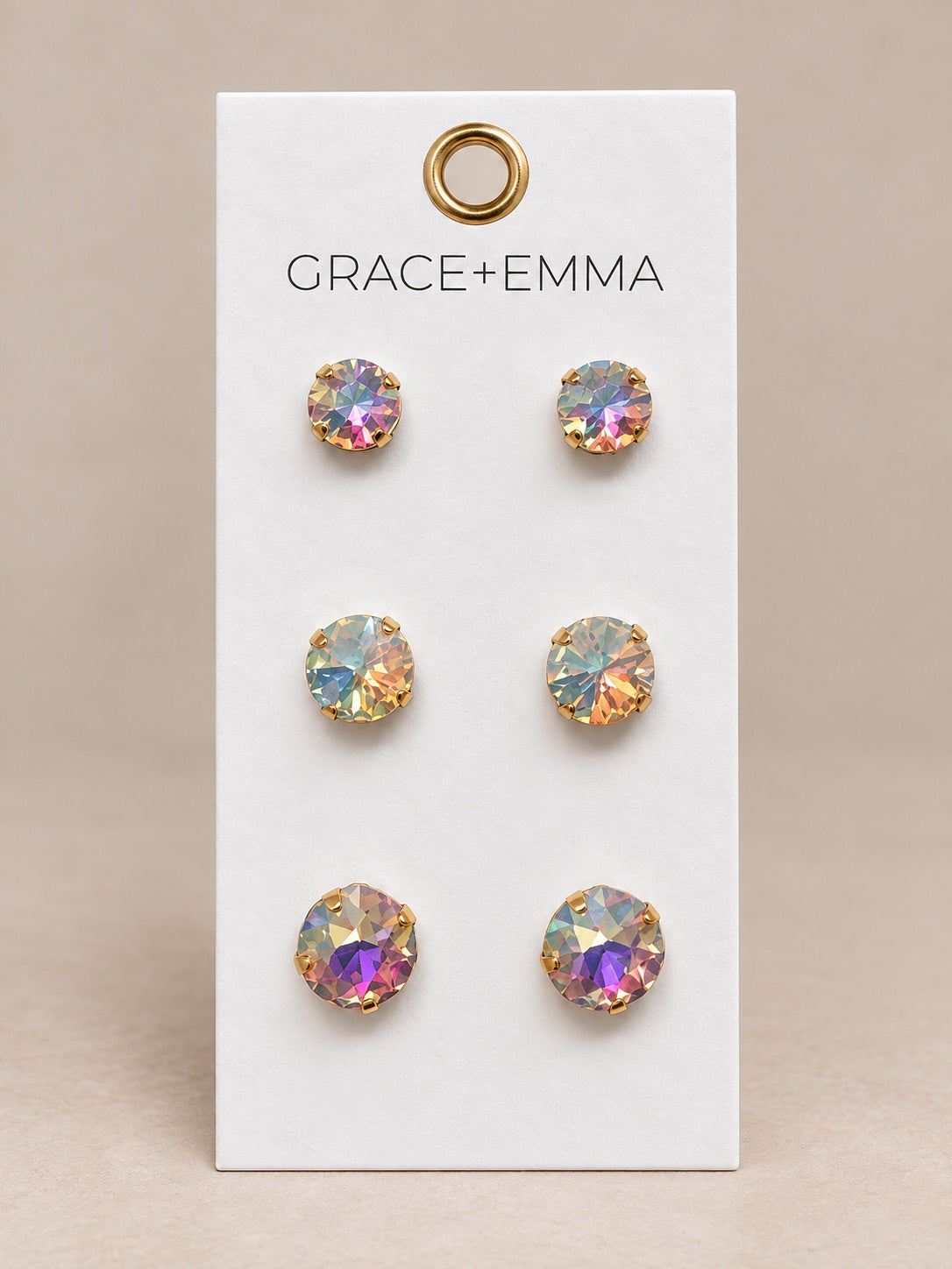 3 stones set Earrings, AB