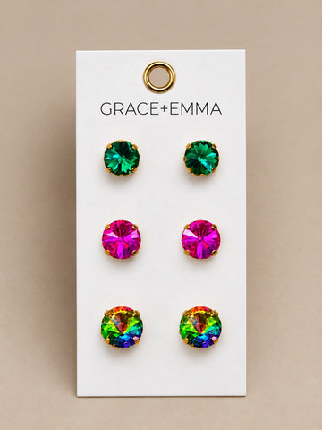 3 stones set Earrings, ML