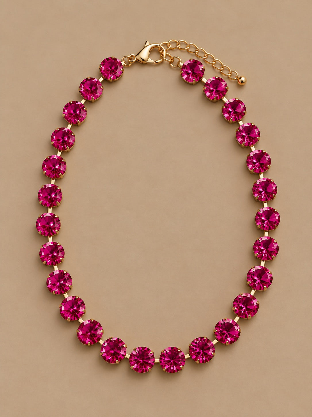Gemmies Round Stones Necklaces, Hot Pink