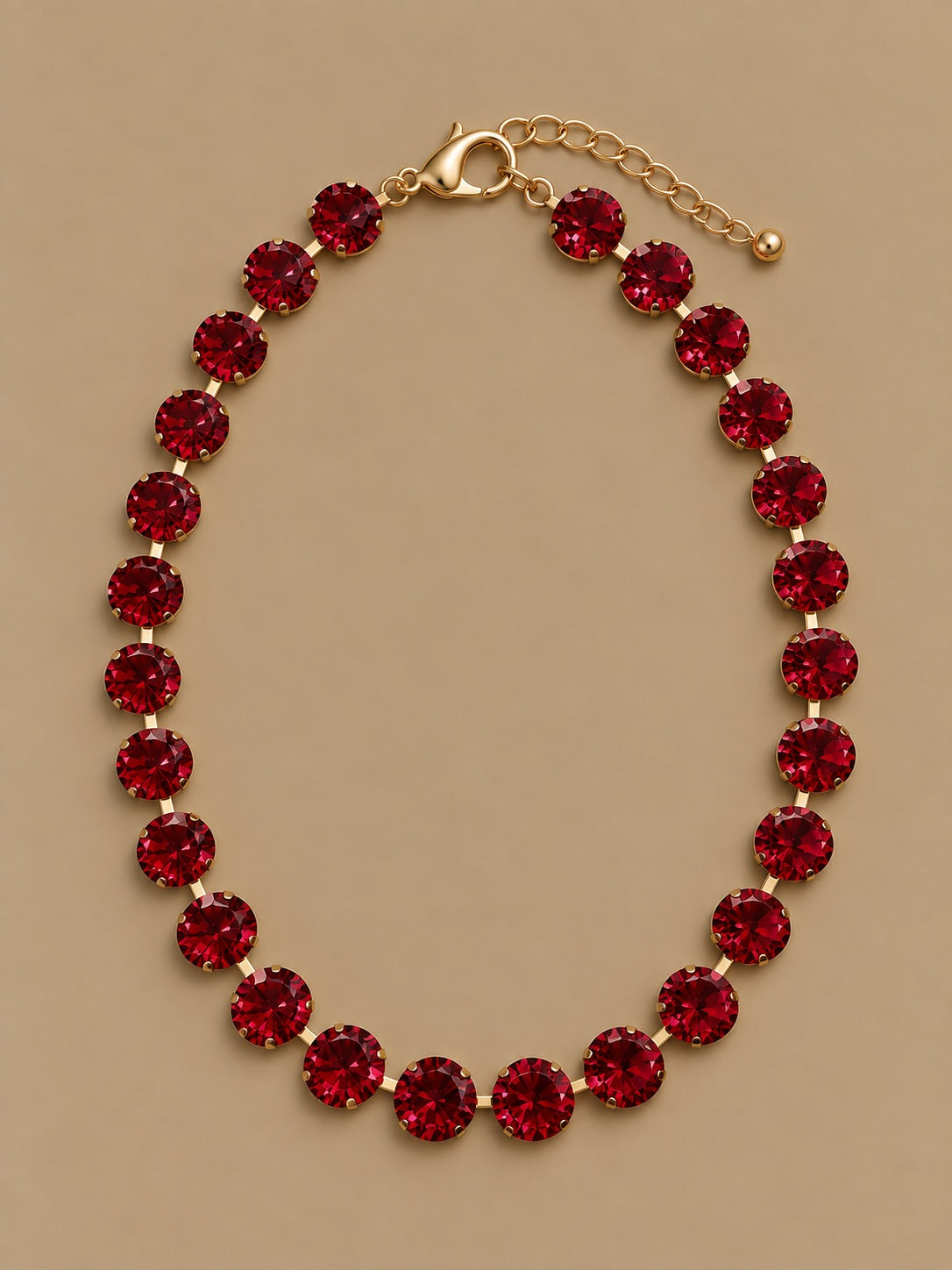 Gemmies Round Stones Necklaces, Red