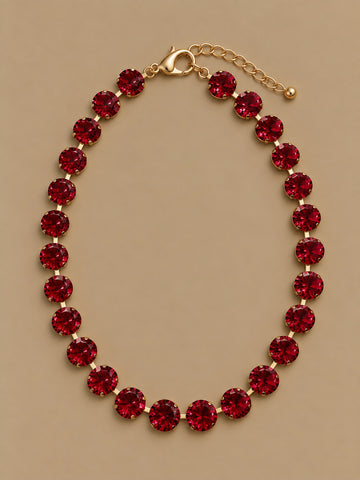 Gemmies Round Stones Necklaces, Red