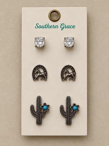 Clear stone with Horse Shoe and Cactus