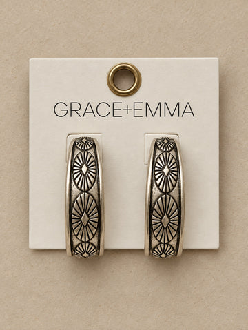 Silver Tooled metal Earrings.