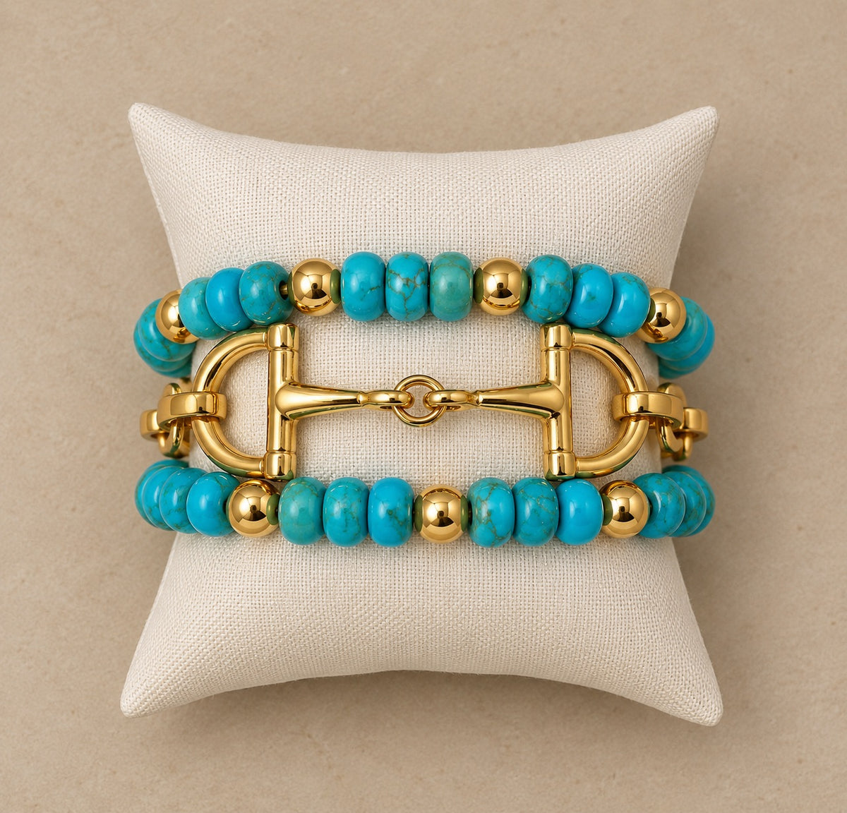 3-Strand Turquoise and Gold Bracelet Stack