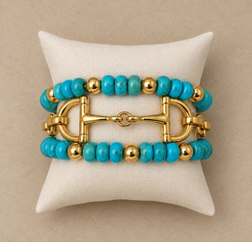 3-Strand Turquoise and Gold Bracelet Stack