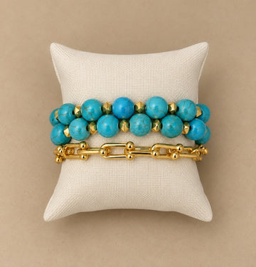 3-Strand Turquoise and Gold Bracelet