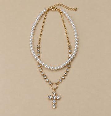 Stunning Layered with Pearl and Cross
