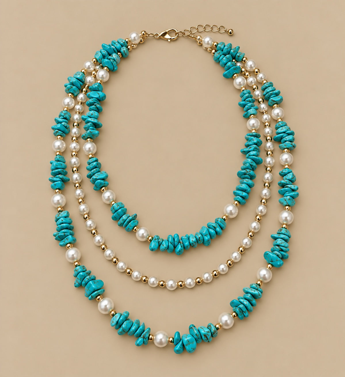 Turquoise Natural stones with Pearls