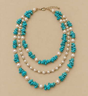 Turquoise Natural stones with Pearls