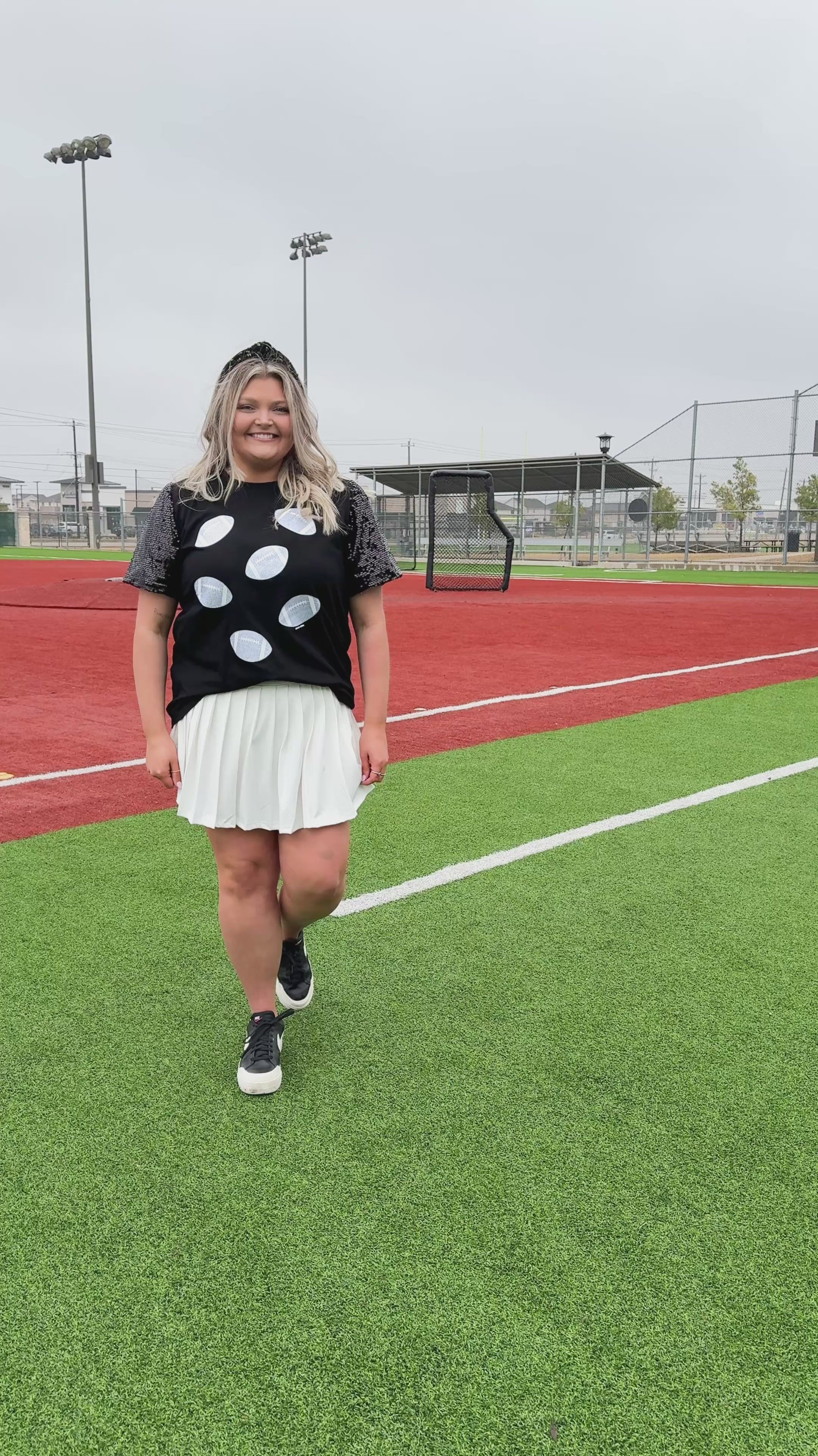 Glitter Football on Princess Top, Black