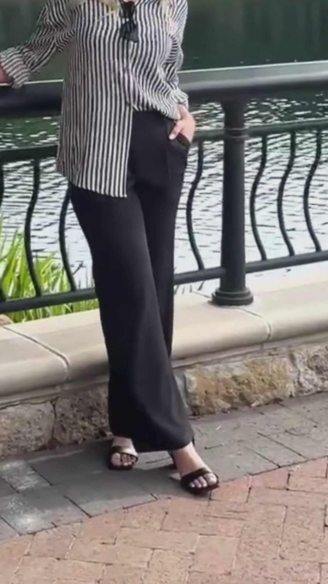 Pleat-Front Trousers, Black