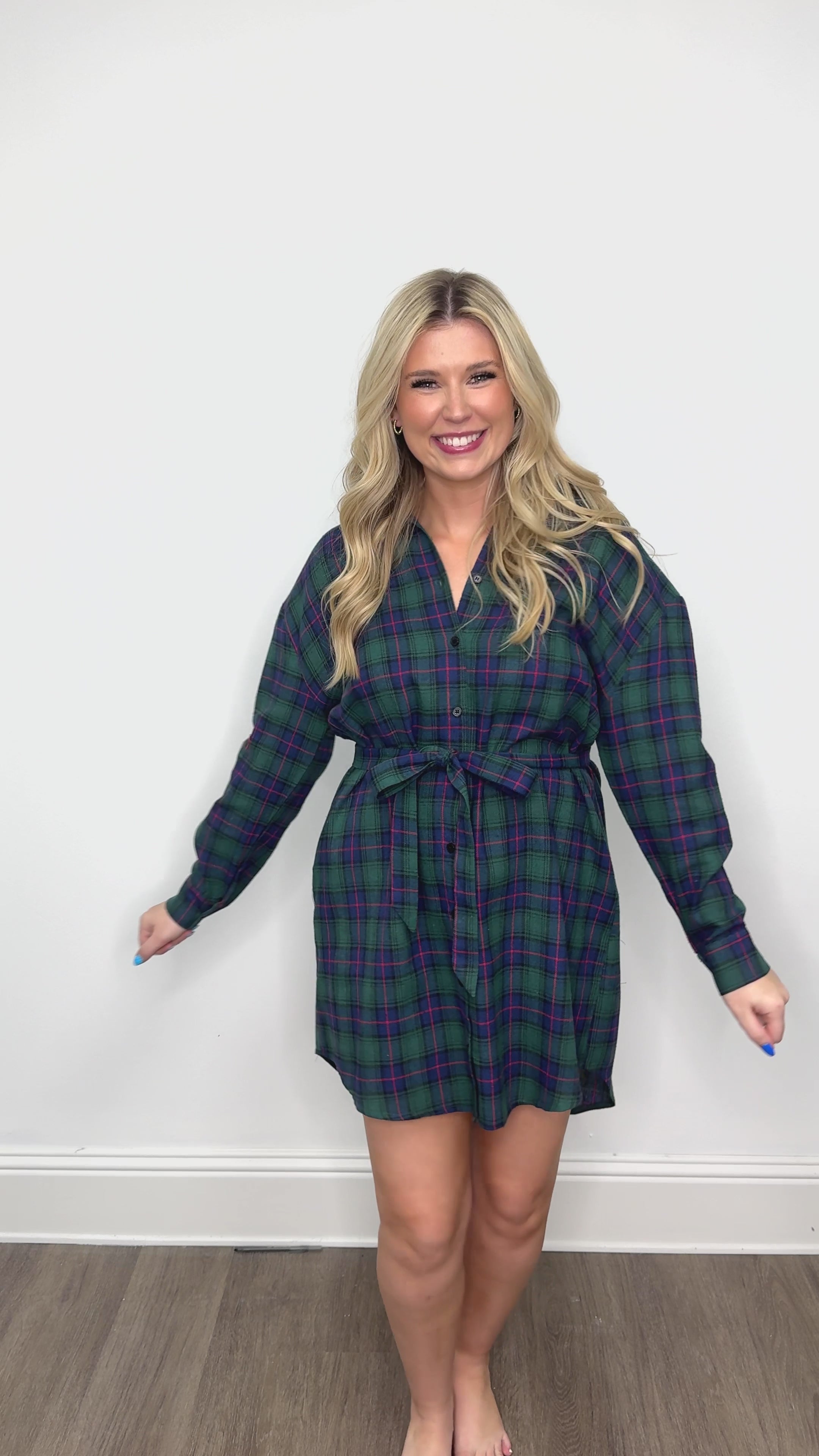 Flannel Dress, Green
