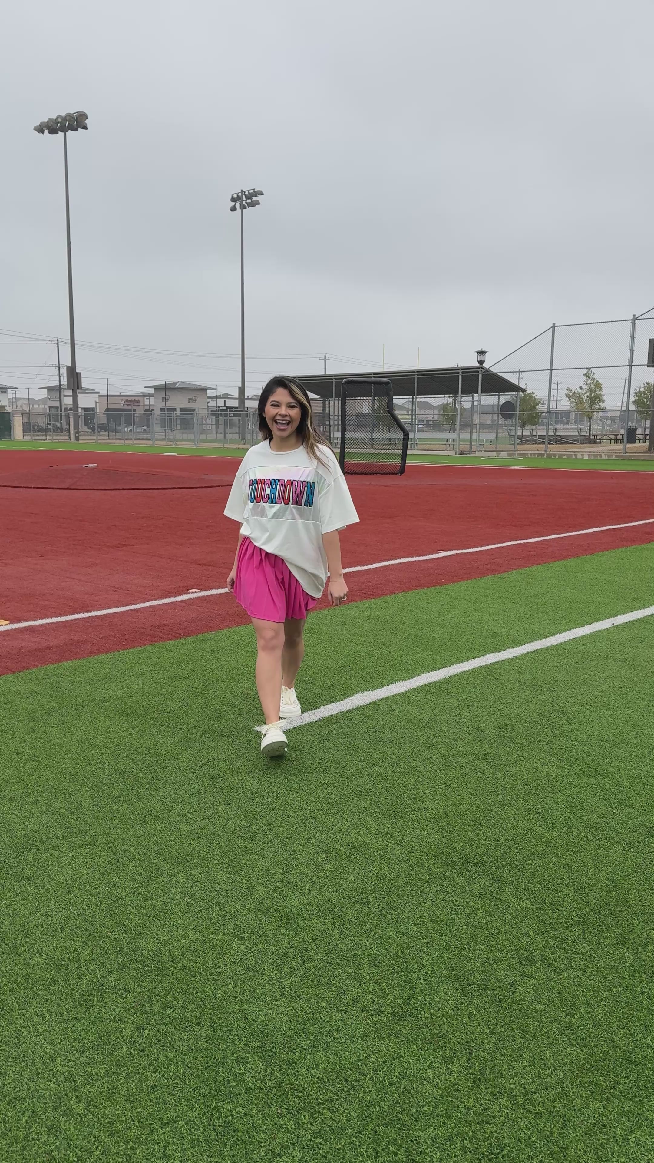 Glitter "Touchdown" on White T-Shirt