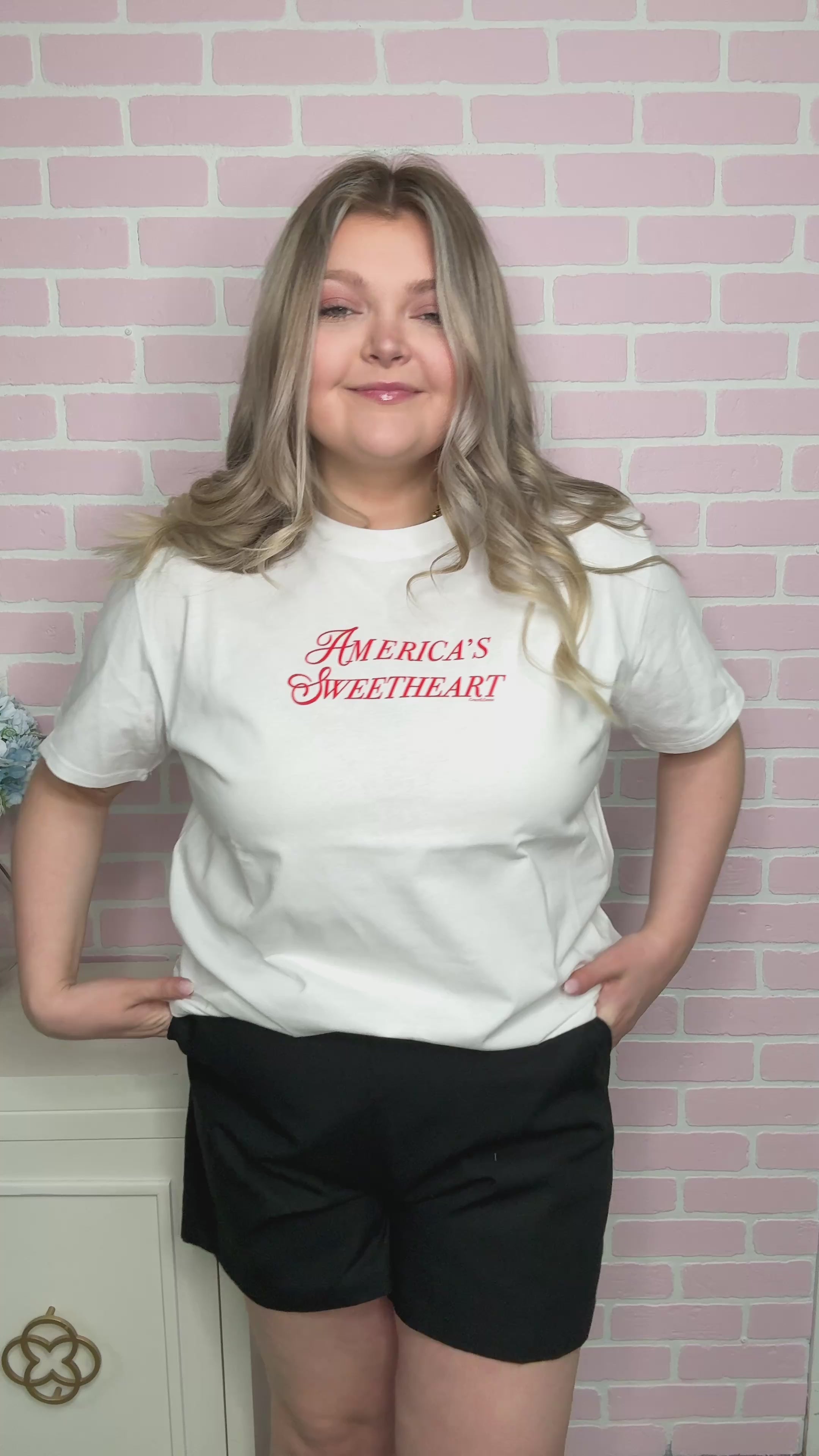 America's Sweetheart on White Tee Shirt