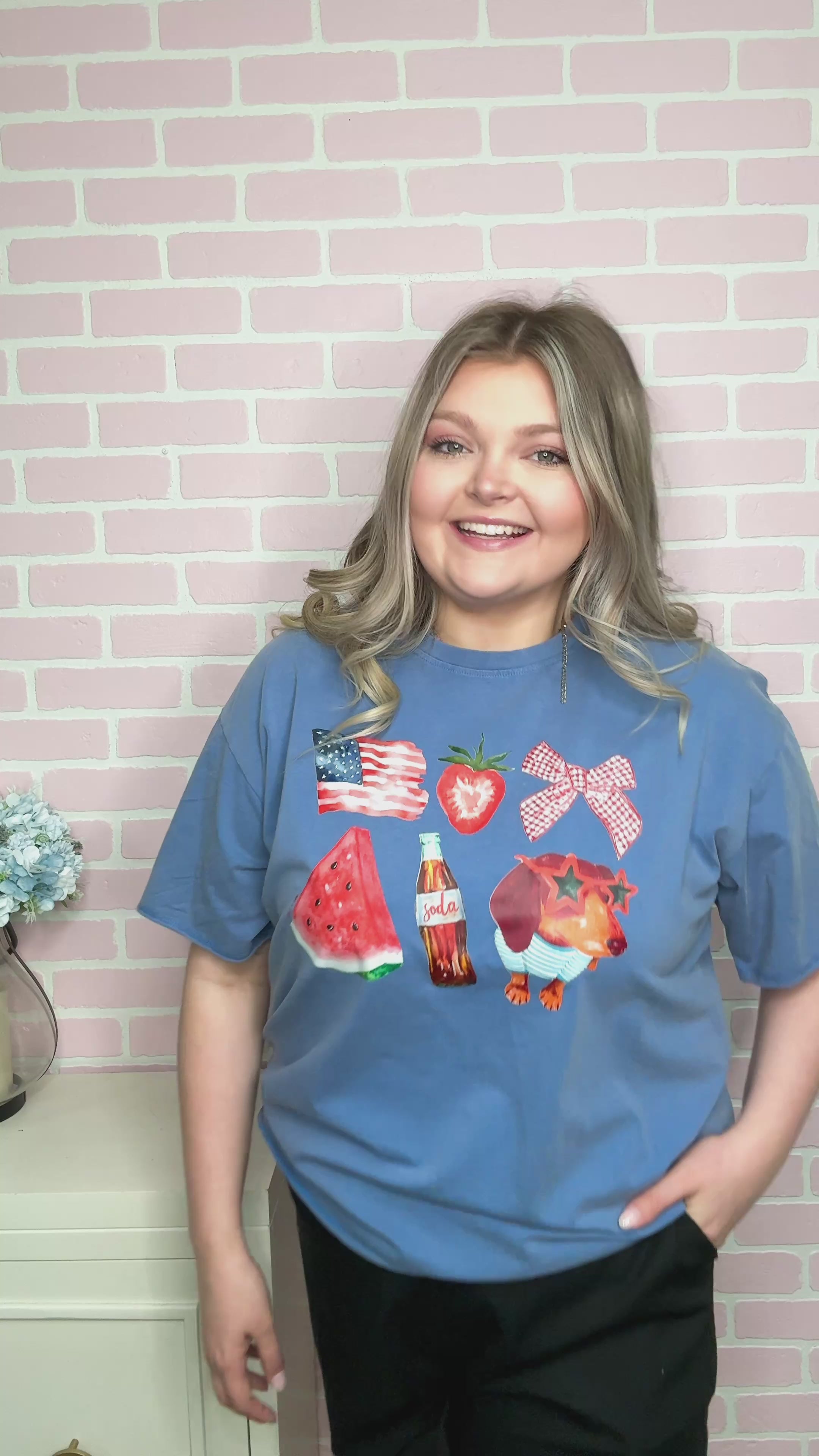 All American on Blue Tee