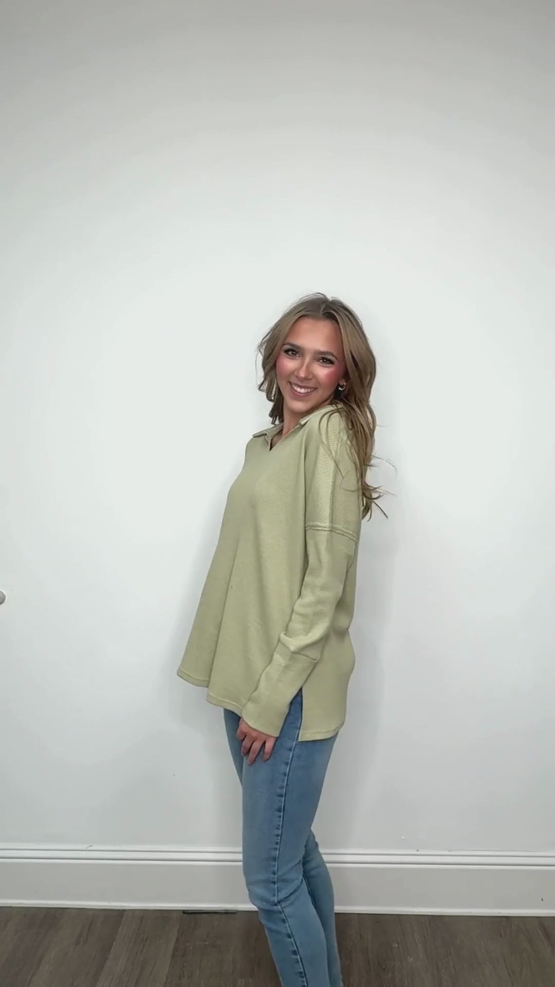 Waffle Knit Top, Sage