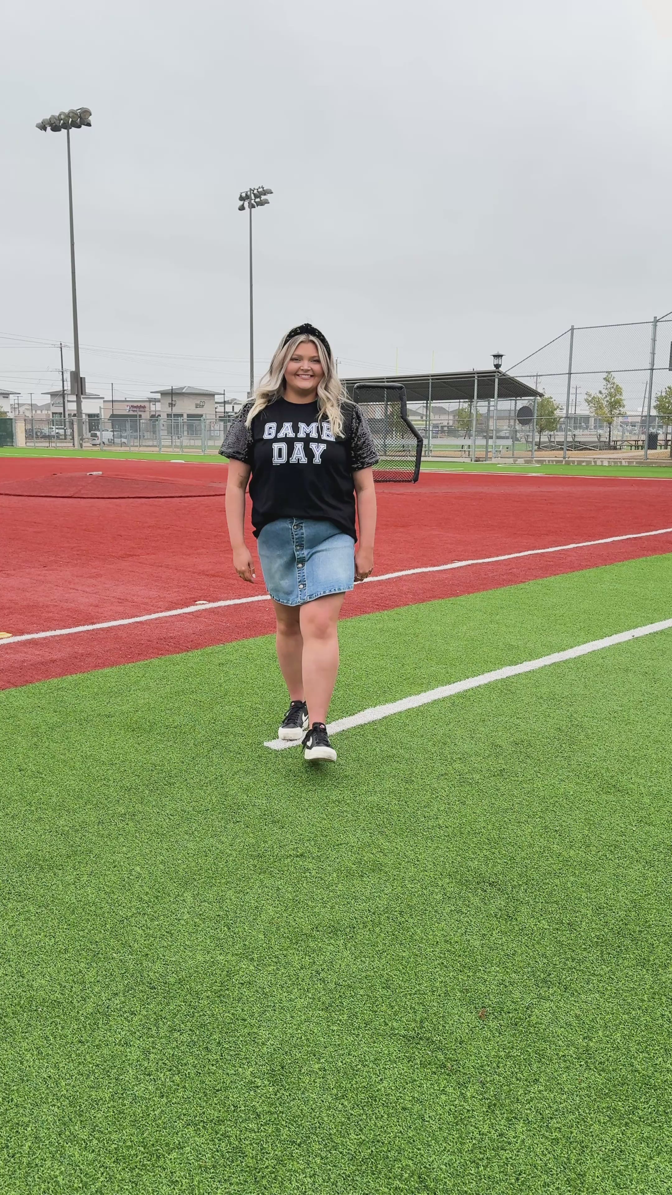 Gameday Silver Glitter on Princess Top, Black