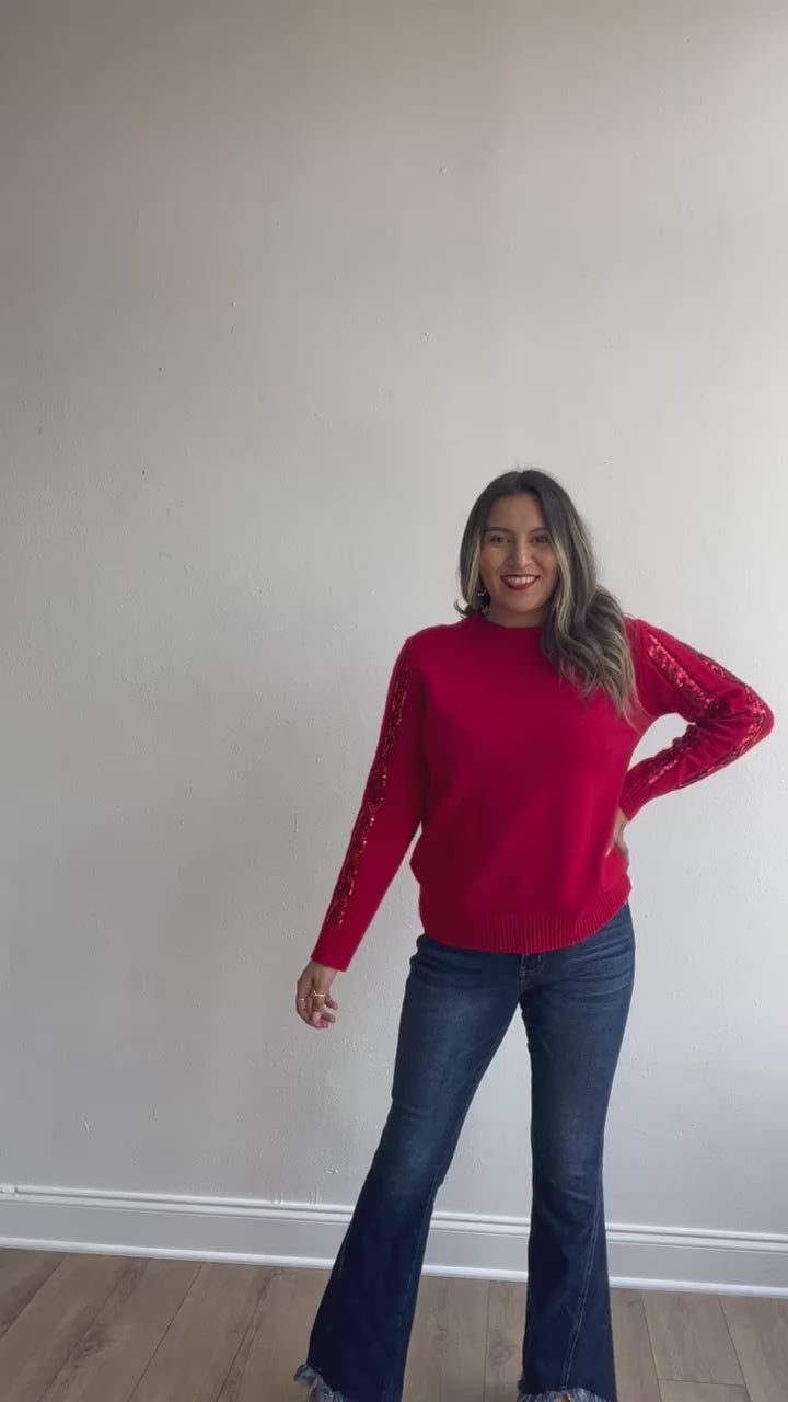 Garnet Glam Sequined Sweater