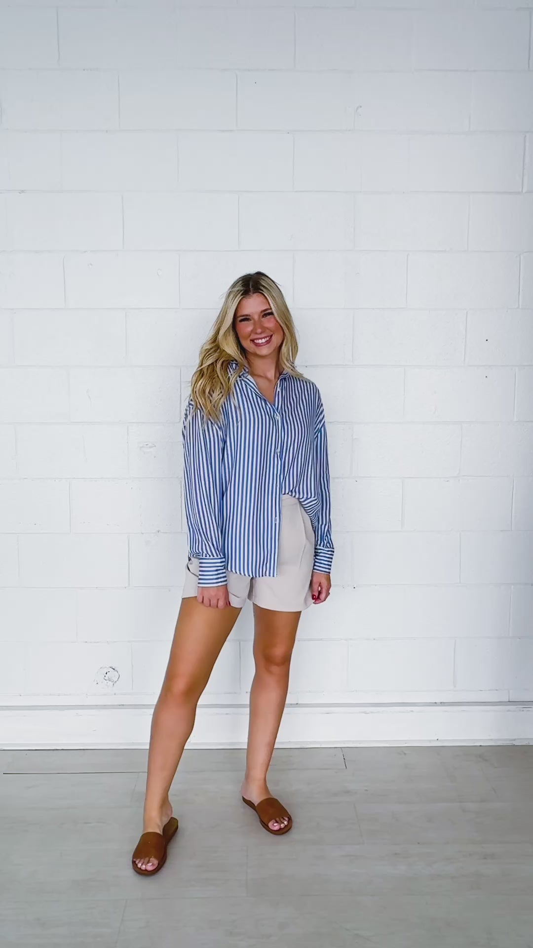 The Kathryn Button-Up, Striped Blue