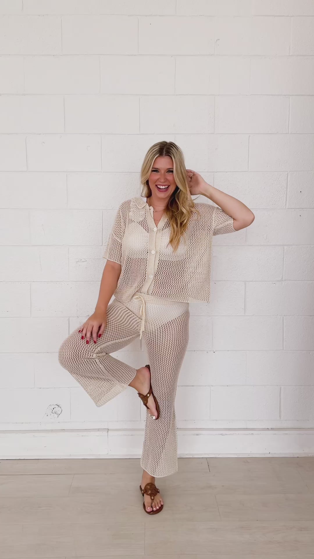 Cover-Up Crochet Pants, Cream