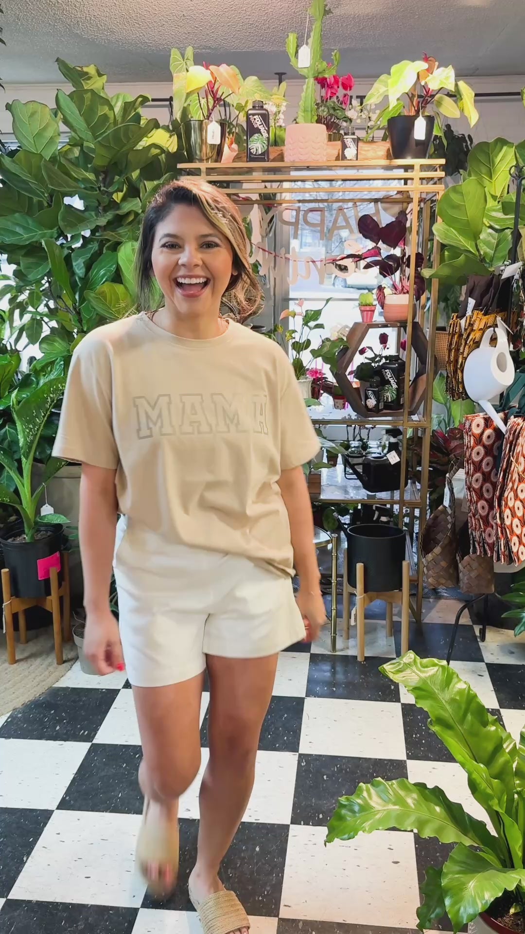 MAMA on Beige Tee Shirt