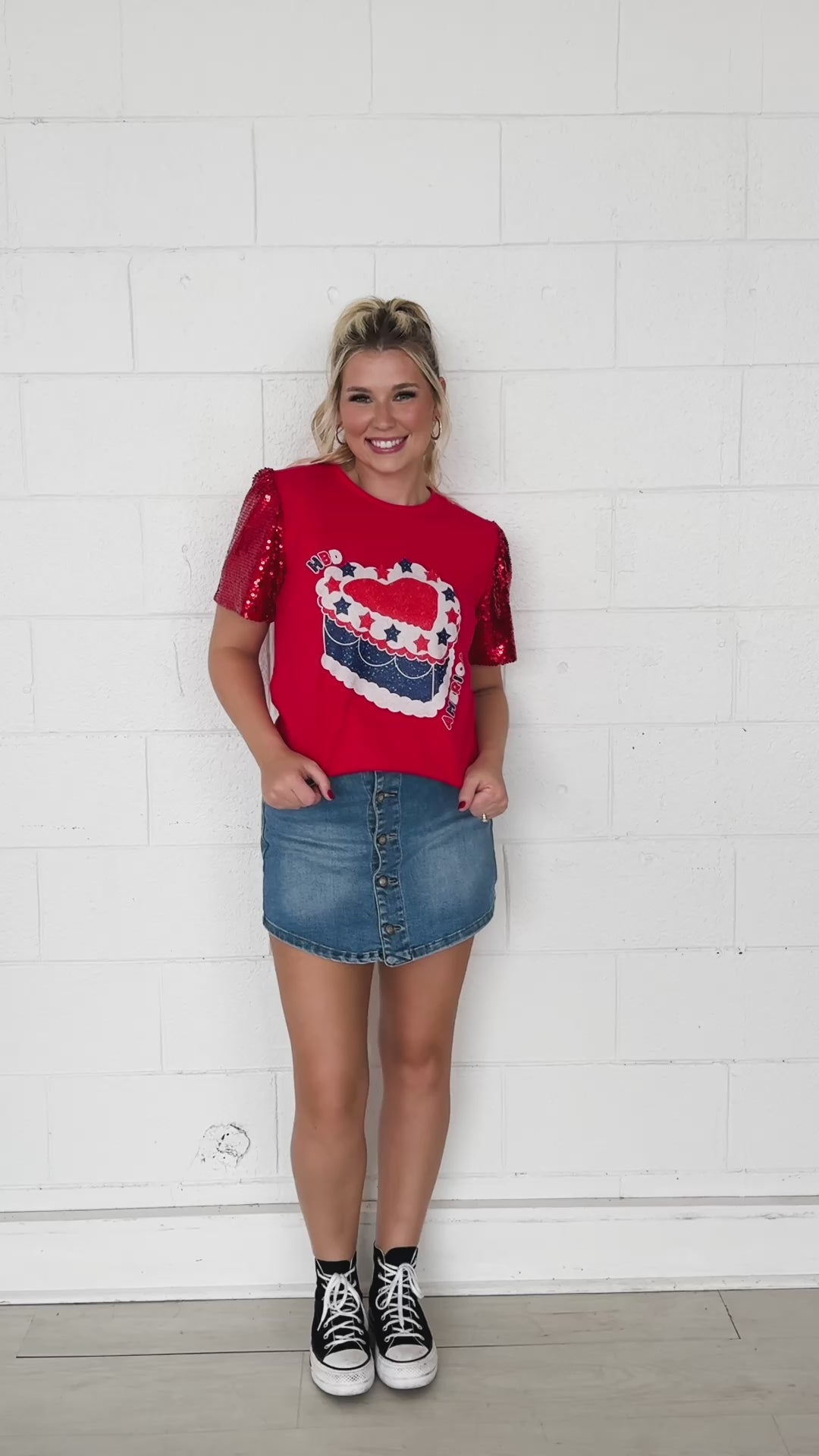 The Lacey Mid-Wash Denim Skort