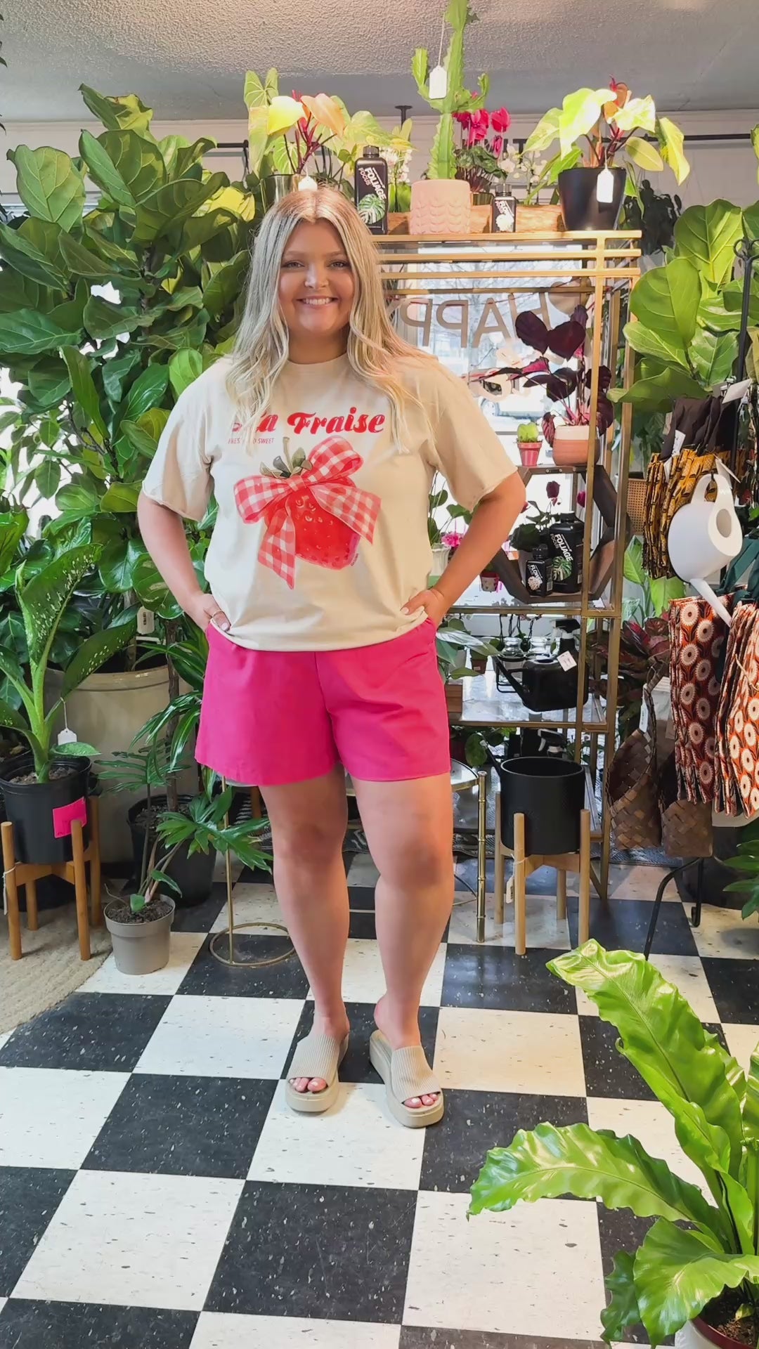 La Fraise on Beige Tee Shirt