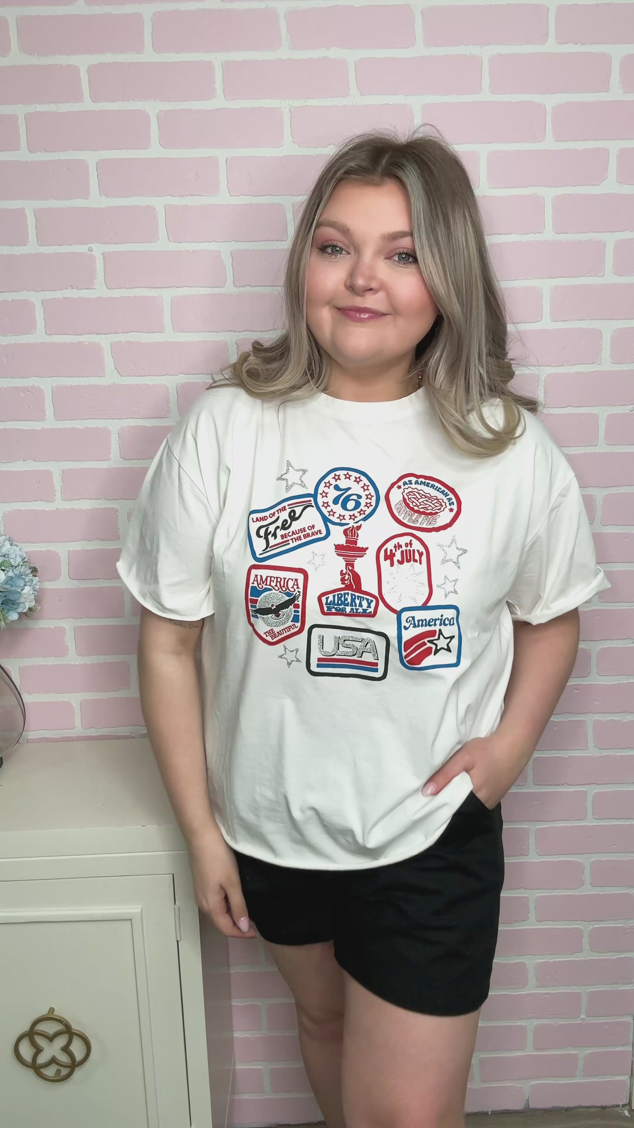 Patriotic Patches On White Tee