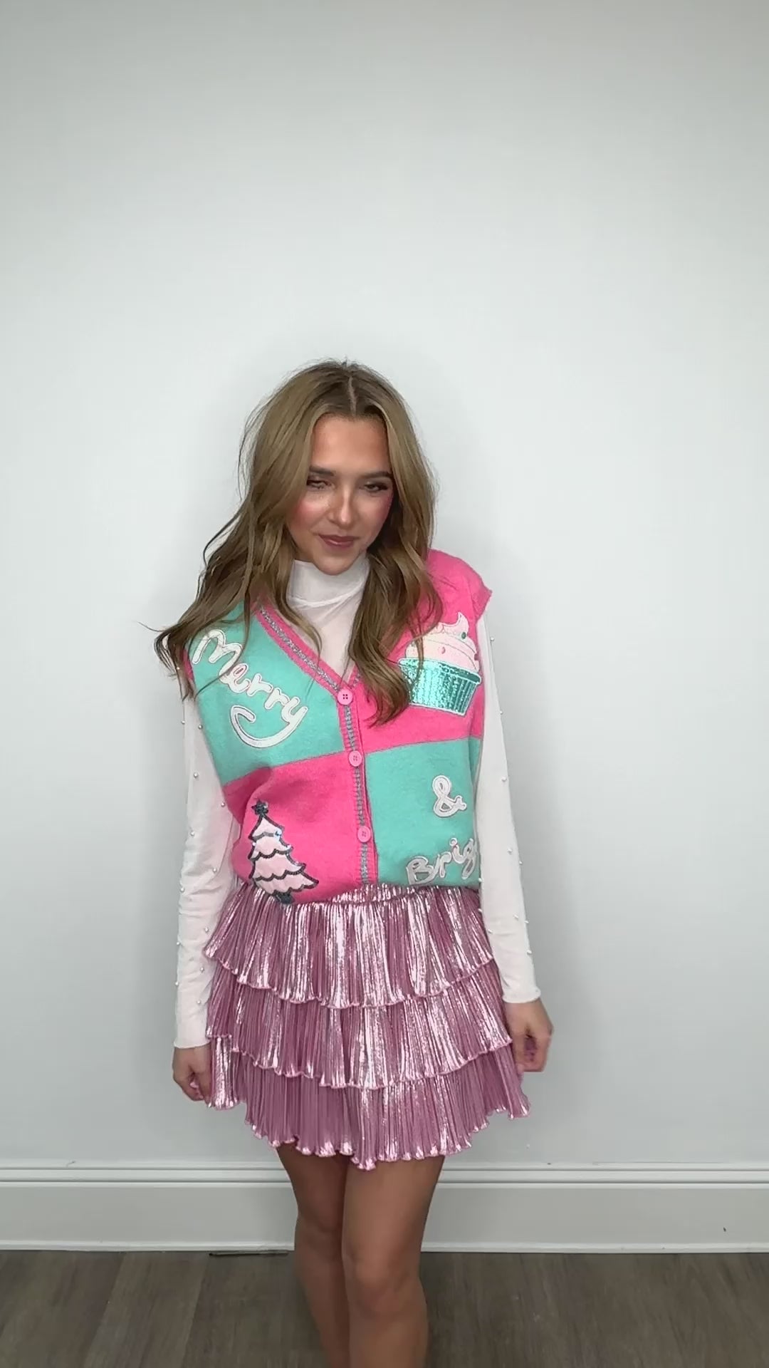 Glitter "Merry & Bright" Sweater Vest