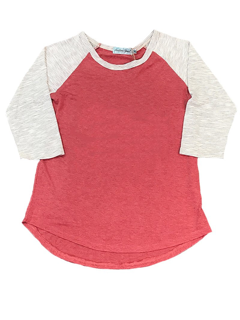 Blank Faded Red & Grey Striped Raglan