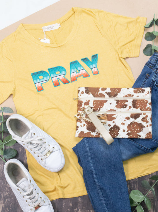 Stitched Serape Pray on Mustard Cuff Tee