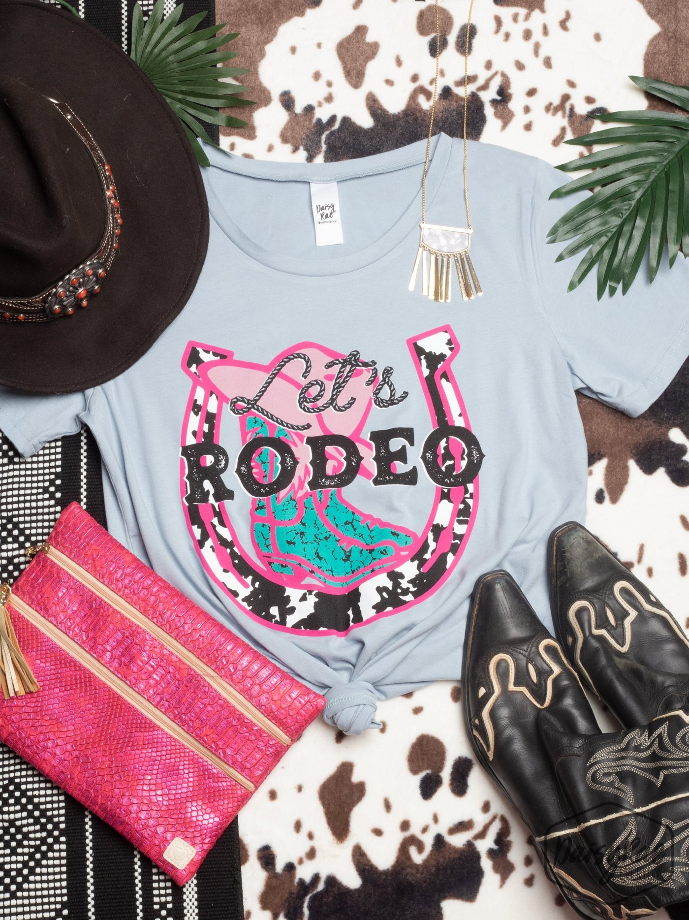 Let's Rodeo on Peri Gray Crewneck Loose Fit Tee
