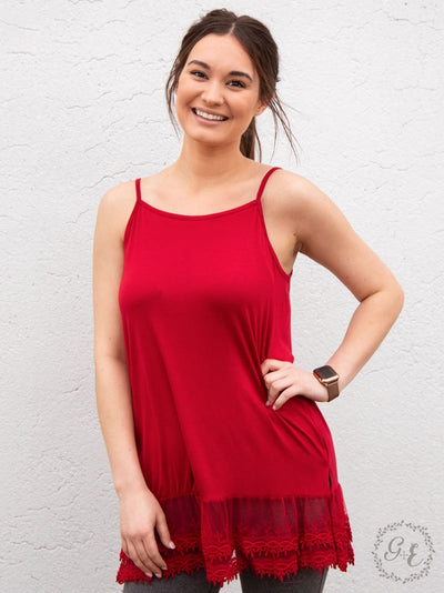 Lydia's Lace-Hem Camisole in Red