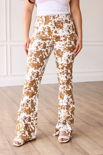 The Sadie Cowhide Flare With Fray Hem