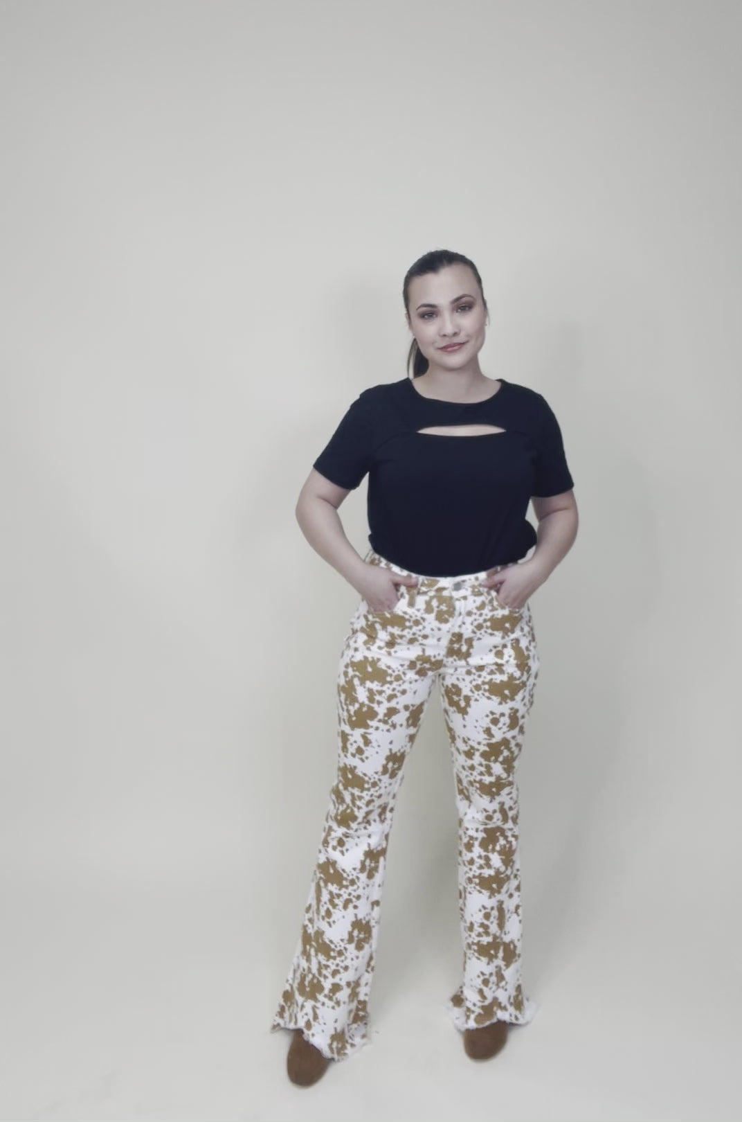 The Sadie Cowhide Flare With Fray Hem